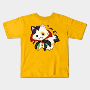 Halloween Chibi Winged Kitty - Calico Vampire Dracula Cat Kids T-Shirt